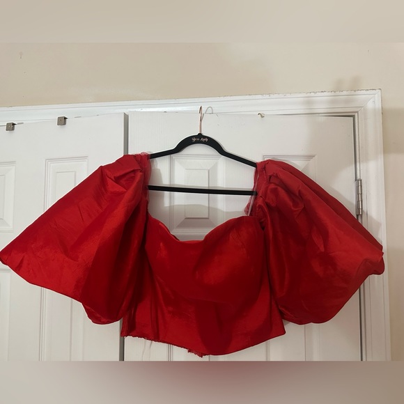 Love Highlight Red Puff Sleeve Off-The-Shoulder Top Size 3X - Picture 2 of 4